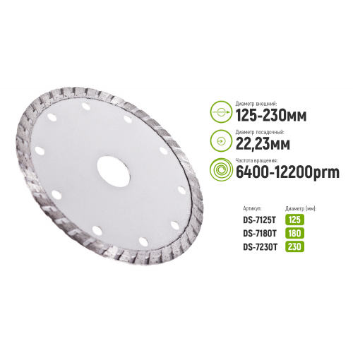 Диск алмазний відрізний Alloid TURBO /180 мм/