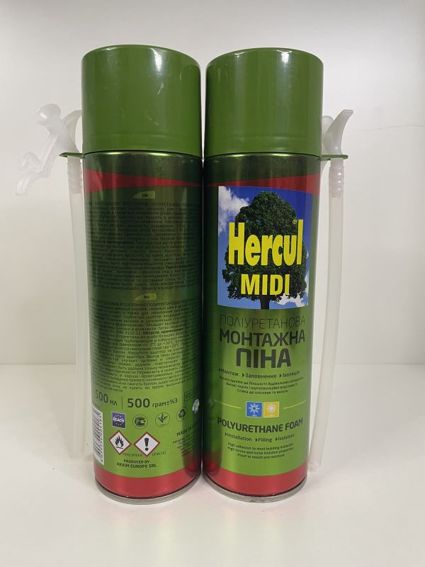 Піна монтажна Hercul MIDI ручна /500 мл/
