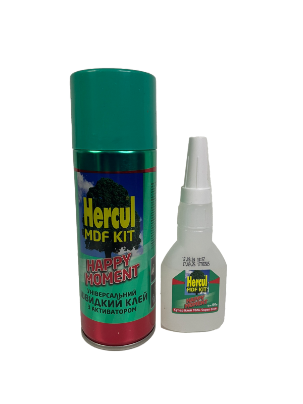 Супер клей з активатором MDF KIT HERCUL 200 мл+50 г двокомпонентний