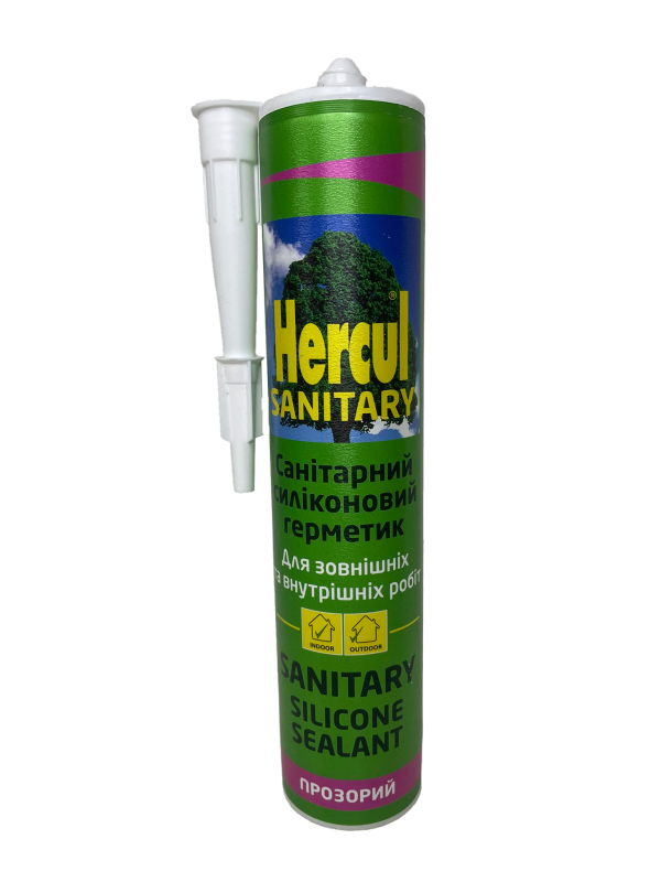 Герметик силіконовий санітарний HERCUL SANITARY прозорий 280 мл